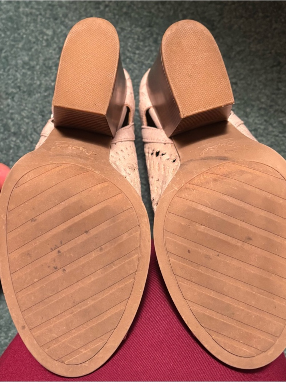 Women's (beige) Suede Peep-Toe Ankle Booties - Picture 6 of 11